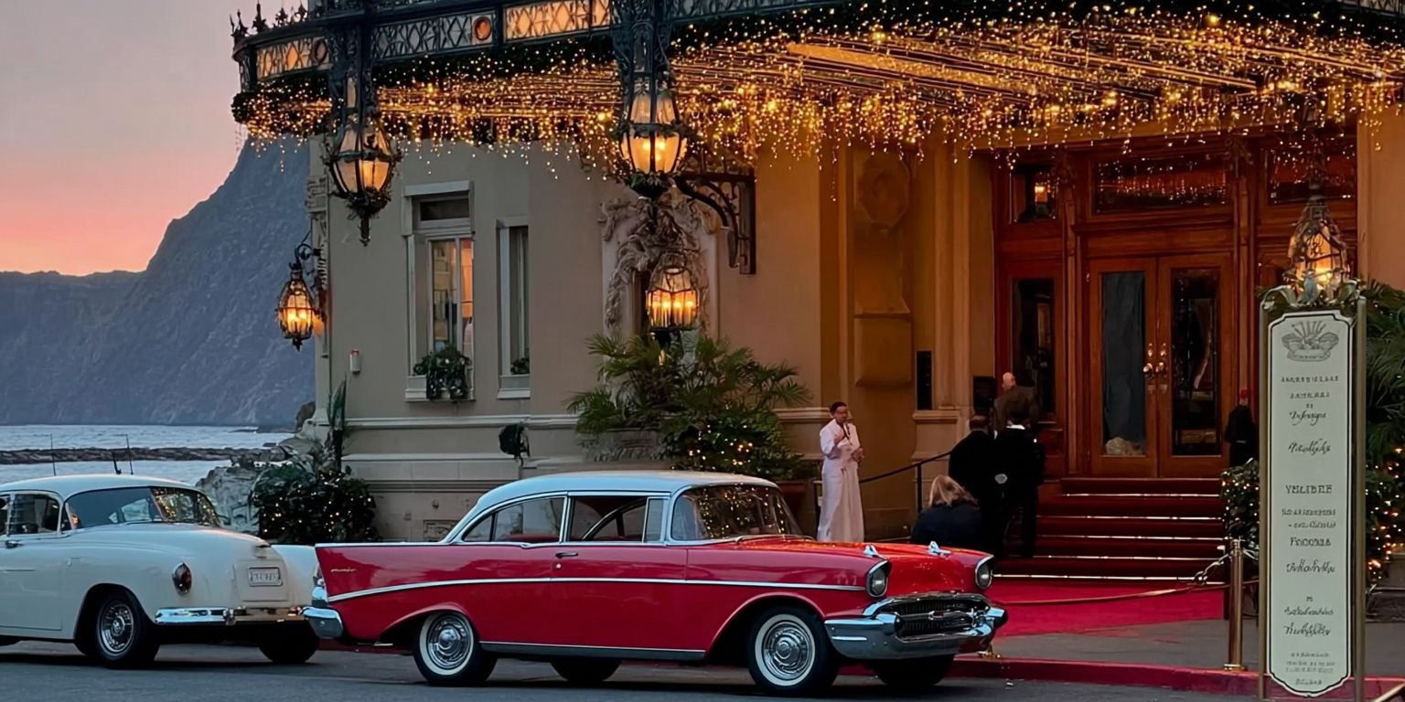 Luxury arrival at sunset